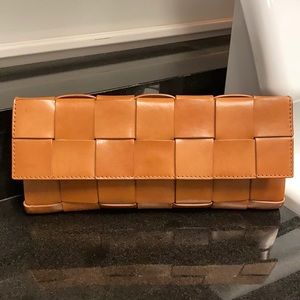 Michael Kors Tan Woven Leather Clutch EUC